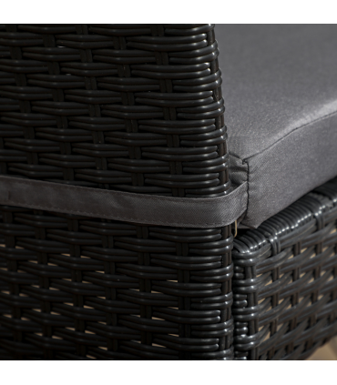 Outsunny 4 PCs Rattan Garden Chairs with Cushion, Wicker Dining Chairs, Black