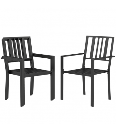 Outsunny 4 PCs Stackable Outdoor Garden Chairs with Metal Slatted Design, Black