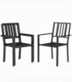 Outsunny 4 PCs Stackable Outdoor Garden Chairs with Metal Slatted Design, Black