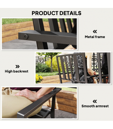 Outsunny 4 PCs Stackable Outdoor Garden Chairs with Metal Slatted Design, Black