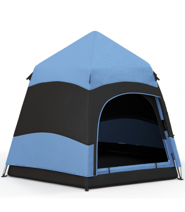 Outsunny 4 Person Pop Up Tent Camping Festival Hiking Shelter Family Blue&Black
