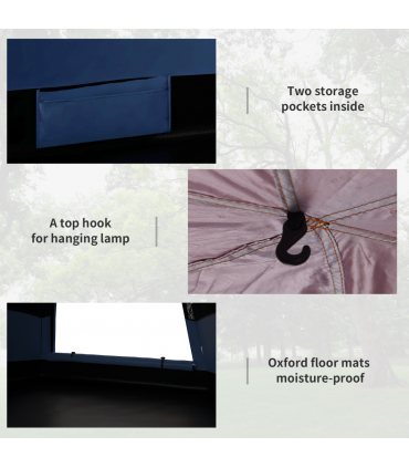 Outsunny 4 Person Pop Up Tent Camping Festival Hiking Shelter Family Blue&Black