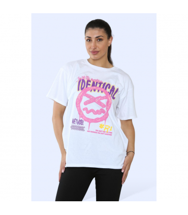 Ladies Identical Printed Short Sleeve T-Shirt Top