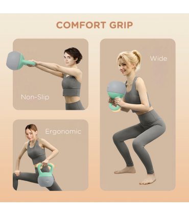 SPORTNOW 8KG Kettlebell with Soft Body and Non-Slip Handle, Grey and Green