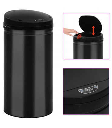 vidaXL Automatic Sensor Dustbin 50 L Carbon Steel Black