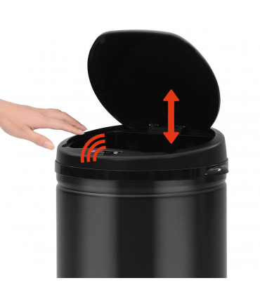vidaXL Automatic Sensor Dustbin 50 L Carbon Steel Black