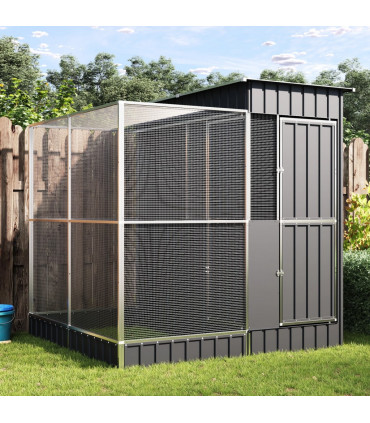 vidaXL Aviary with Extension Silver 209x203x216 cm Steel