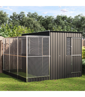 vidaXL Aviary with Extension Silver 290x303x216 cm Steel