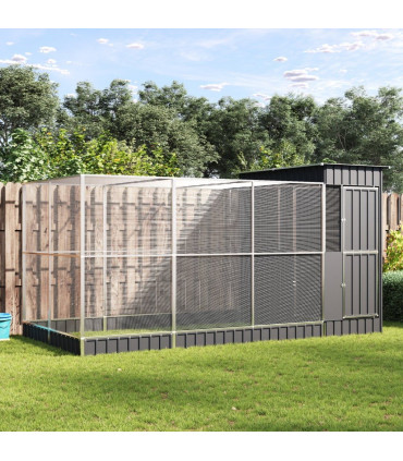 vidaXL Aviary with Extension Silver 416x203x216 cm Steel