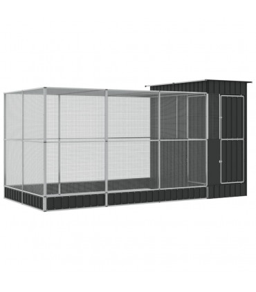 vidaXL Aviary with Extension Silver 416x203x216 cm Steel