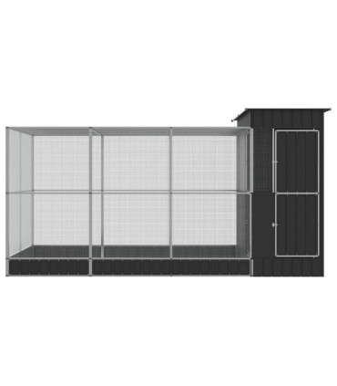 vidaXL Aviary with Extension Silver 416x203x216 cm Steel
