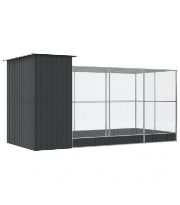 vidaXL Aviary with Extension Silver 416x203x216 cm Steel