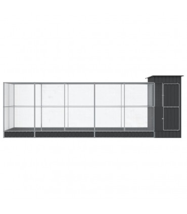 vidaXL Aviary with Extension Silver 623x203x216 cm Steel