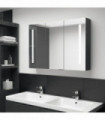 vidaXL LED Bathroom Mirror Cabinet 89x14x62 cm Shining Black