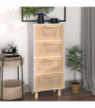 vidaXL Sideboard White 40x30x90 cm Solid Wood Pine and Natural Rattan