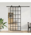 vidaXL Sliding Door with Hardware Set Black 90x205 cm ESG Glass