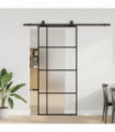 vidaXL Sliding Door with Hardware Set Black 90x205 cm ESG Glass