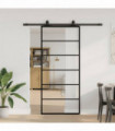 vidaXL Sliding Door with Hardware Set Black 90x205 cm ESG Glass
