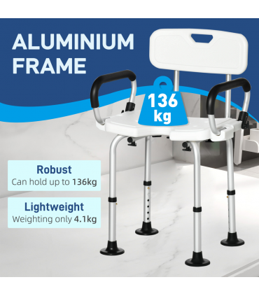 Adjustable Shower Stool with Suction Foot Pads for Elderly Disabled
