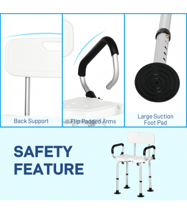 Adjustable Shower Stool with Suction Foot Pads for Elderly Disabled