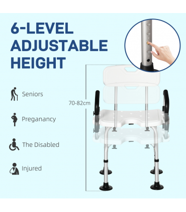 Adjustable Shower Stool with Suction Foot Pads for Elderly Disabled