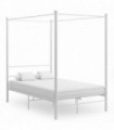 Canopy Bed Frame White Metal 120x200 cm