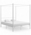 Canopy Bed Frame White Metal 160x200 cm