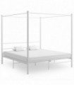 Canopy Bed Frame White Metal 180x200 cm 6FT Super King