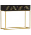 Console Table Black and Gold 90x30x75 cm Solid Mango Wood