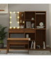Dressing Table Set with LED Brown Oak Engineered Wood