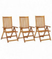 Garden Reclining Chairs 3 pcs Solid Acacia Wood
