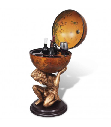 Globe Bar Wine Stand Atlas Design 42x42x85 cm