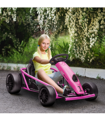 Go Kart Pink 115L x 77W x 54H cm Electric Drift with Music, Horn, Slow Start