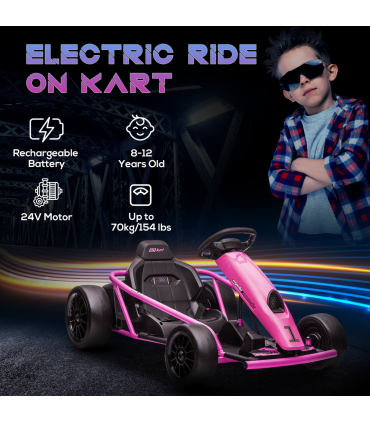 Go Kart Pink 115L x 77W x 54H cm Electric Drift with Music, Horn, Slow Start