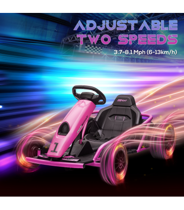 Go Kart Pink 115L x 77W x 54H cm Electric Drift with Music, Horn, Slow Start