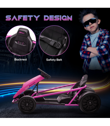 Go Kart Pink 115L x 77W x 54H cm Electric Drift with Music, Horn, Slow Start