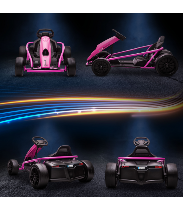 Go Kart Pink 115L x 77W x 54H cm Electric Drift with Music, Horn, Slow Start