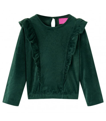 Kids' Blouse with Ruffles Dark Green 140