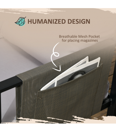 Outsunny 4 Piece Garden Furniture Set w/ Breathable Mesh Pocket, Light Grey