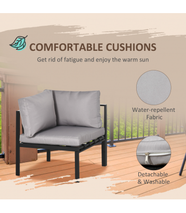 Outsunny 4 Piece Garden Furniture Set w/ Breathable Mesh Pocket, Light Grey