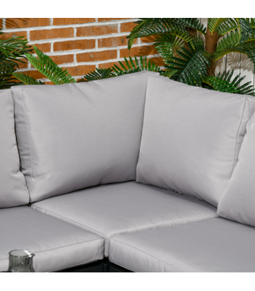 Outsunny 4 Piece Garden Furniture Set w/ Breathable Mesh Pocket, Light Grey