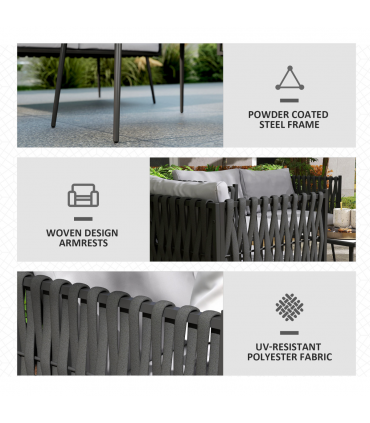 Outsunny 4 Piece Garden Furniture Set with Cushions for Patio, Light Grey