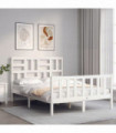 Bed Frame with Headboard White 140x190 cm Solid Wood