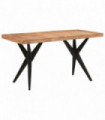 vidaXL Dining Table Black 140x70x76 cm Solid Wood Acacia