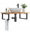 vidaXL Basin Shelf Wall Mounted Steel and Solid Wood Acacia