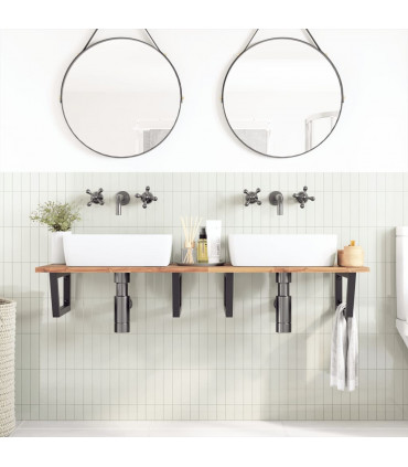 vidaXL Basin Shelf Wall Mounted Steel and Solid Wood Acacia