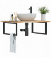 vidaXL Basin Shelf Wall Mounted Steel and Solid Wood Acacia