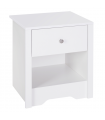 Solid wood White & Silver handle 53Wx42.5Dx59H cm Bedside Table-White