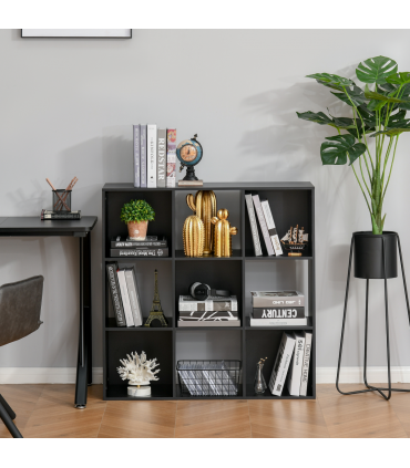 Bookcase 9 Cube Storage Cabinet Bookshelf Black 91.5L x 29.5W x 91.5H cm