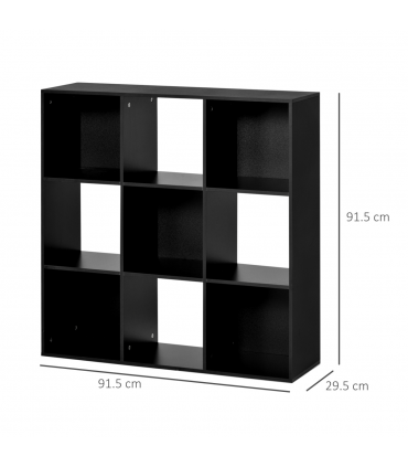 Bookcase 9 Cube Storage Cabinet Bookshelf Black 91.5L x 29.5W x 91.5H cm